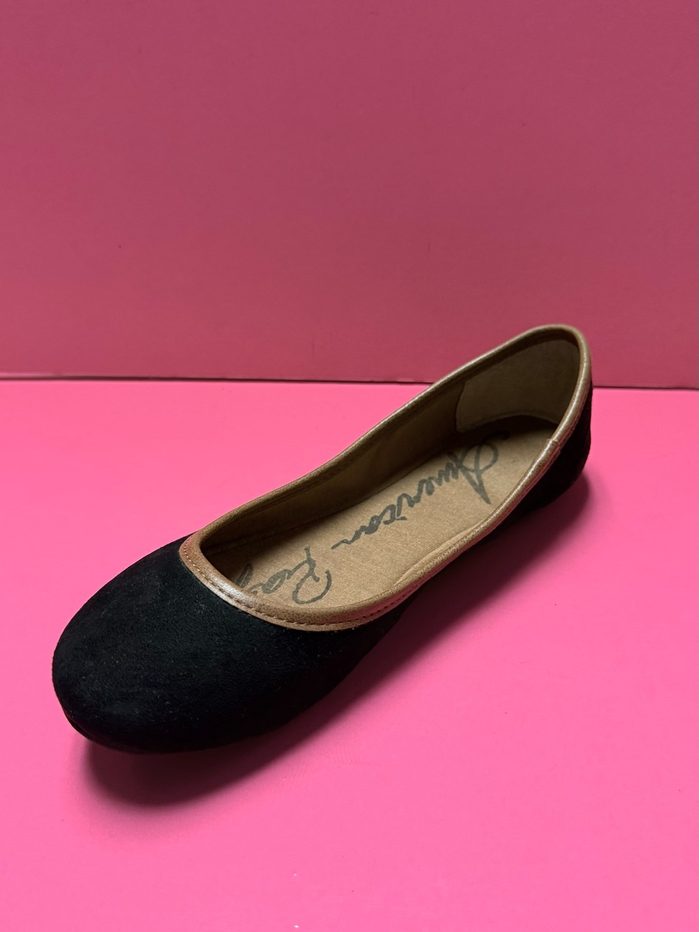 American Rag Black Suede Ballet Flat with Brown Trim - Women